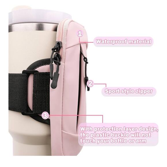 Water Bottle Pouch Compatible With Stanley 40oz Tumbler Grey - Picture 6 of 7